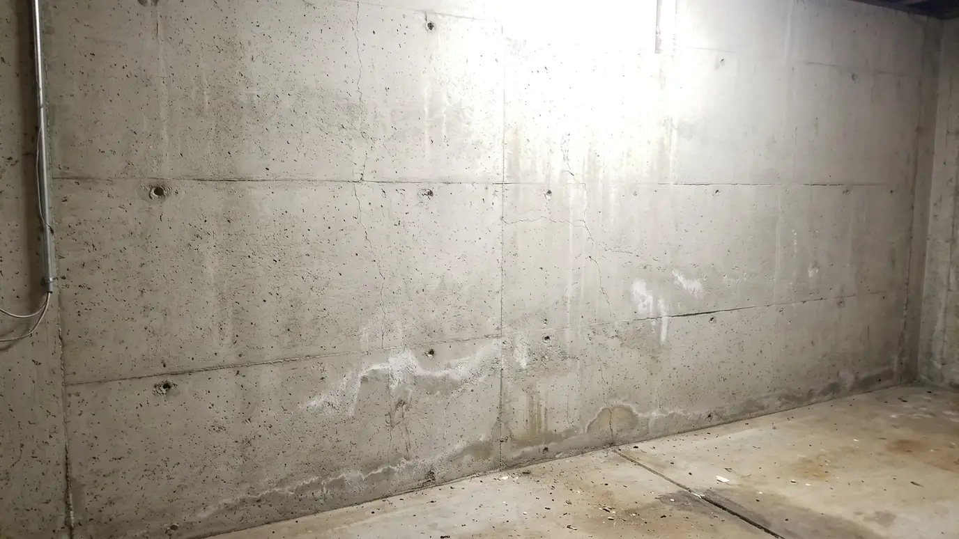 Before: a basement wall with a bare, cold concrete wall